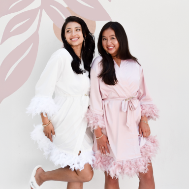 Feather Robes with Gold Bridal Pin